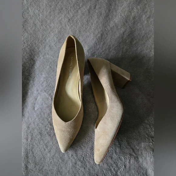 Marc Fisher Shoes Marc Fisher Suede Beige Pumps Block Heel - Main Image